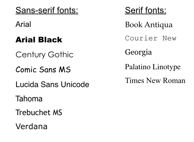 List of most common Google web fonts