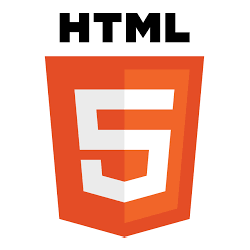HTML logo, orange, white and black