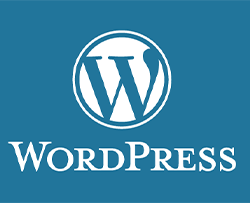 WordPress logo, blue and white