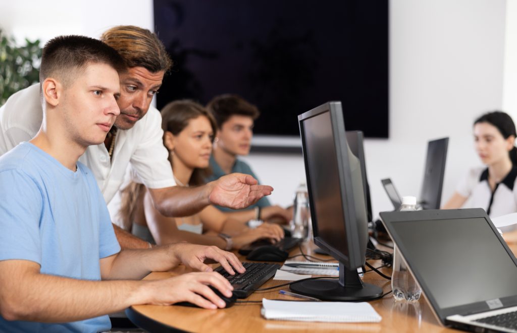 A web design studio seeking advice from instructor